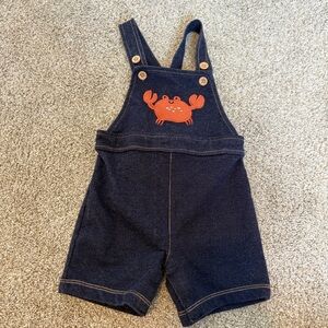 Pekkle Baby Shortalls Denim Crab Overalls 12 months